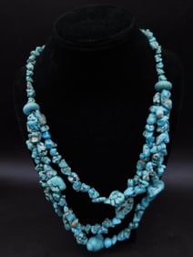 Triple-Strand Turquoise Nugget Necklace