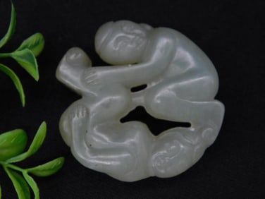 Carved Jade Figurine Depicting Intertwined Figures