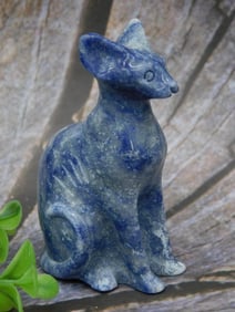 Sodalite Sphinx Cat Sculpture Rock Stone Lapidary Specimen