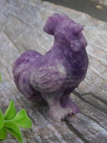 Purple Stone Rooster Figurine Sculpted from Natural Stone