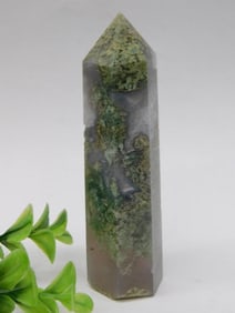 Moss Agate Point Tower Rock Stone Lapidary Specimen