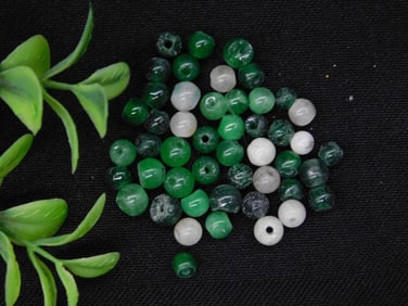 Assorted Green and White Polished Beads, 10 Grams Rock Stone Lapidary Specimen