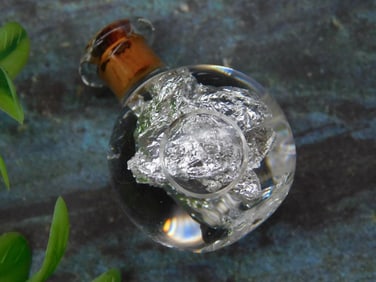 Small Glass Globe With Real Silver Flakes Rock Stone Lapidary Specimen