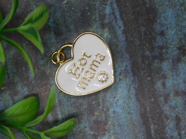 Gold-Tone Heart Pendant With Hot Mama Inscription