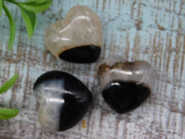 Set of Banded Agate Heart-Shaped Stones Rock Stone Lapidary Specimen