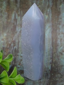 Blue Chalcedony Crystal Point With Druzy Details Rock Stone Lapidary Specimen