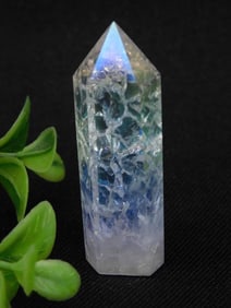 Quartz Prism Crystal with Blue and Clear Accents Rock Stone Lapidary Specimen