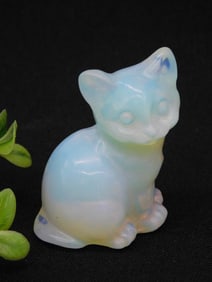 Opalite Cat Figurine Rock Stone Lapidary Specimen