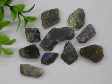 Collection of 10 Raw Labradorite Gemstone Fragments Rock Stone Lapidary Specimen