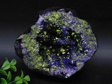 Vibrant Geode Cluster with Gold and Purple Crystals Rock Stone Lapidary Specimen