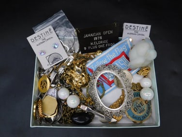 Assorted Jewelry, Pins, and Decorative Items with Austrian Crystals