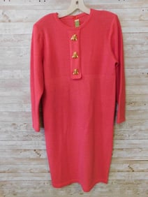 Pink Long-Sleeve Dress with Gold Bee Accents
