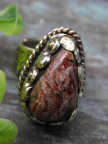Adjustable Ring With Genuine Stone Centerpiece Rock Stone Lapidary Specimen