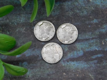 Three Mercury Dimes from Early to Mid-20th Century
