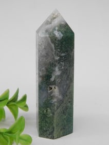 Polished Moss Agate Crystal Point Tower ROCK STONE LAPIDARY SPECIMEN