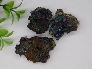 Three Azurite and Malachite Specimen Rocks Rock Stone Lapidary Specimen