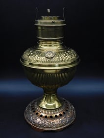 Brass Oil Lamp Base with Ornamental Detailing