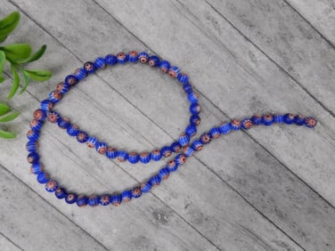 African Trade Beads Strand of Blue and Red Beads