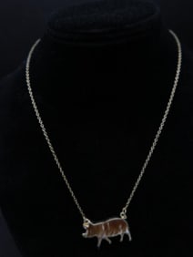 Gold-Tone Necklace Featuring Pig-Shaped Pendant