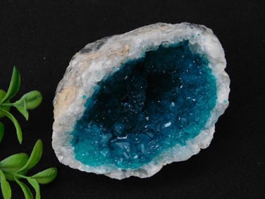 Teal Blue Quartz Geode with Crystalline Interior Rock Stone Lapidary Specimen