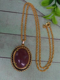 GENUINE STONE PENDANT ON CHAIN NECKLACE ROCK STONE LAPIDARY SPECIMEN