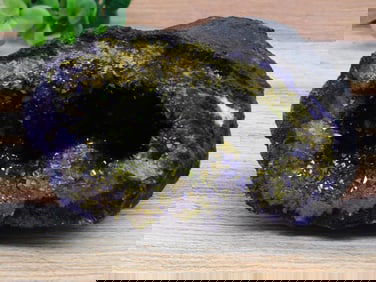 PURPLE AND GOLD GEODE ROCK STONE LAPIDARY SPECIMEN