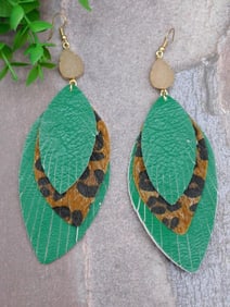 GREEN AND LEOPARD PRINT EARRINGS