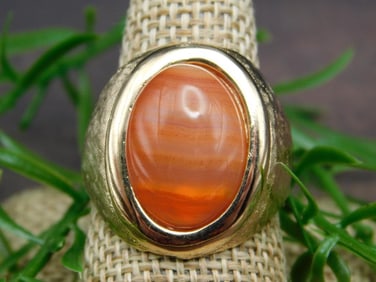 BANDED CARNELIAN RING ROCK STONE LAPIDARY SPECIMEN