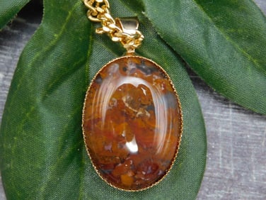 FANCY INDIA JASPER PENDANT NECKLACE ROCK STONE LAPIDARY SPECIMEN