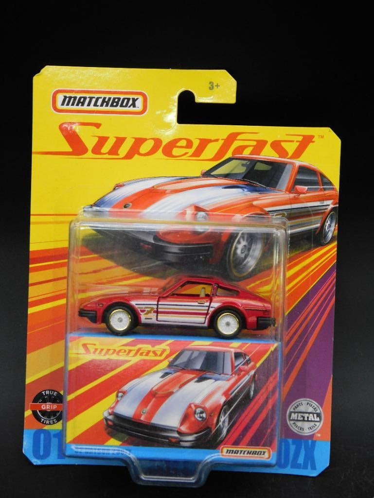 Matchbox Superfast ?82 Datsun 280ZX Die-Cast Model: Brand new Matchbox Superfast die-cast model of a red '82 Datsun 280ZX. The model is in original, sealed packaging and features detailed artwork. This collectible is part of a series that includes othe