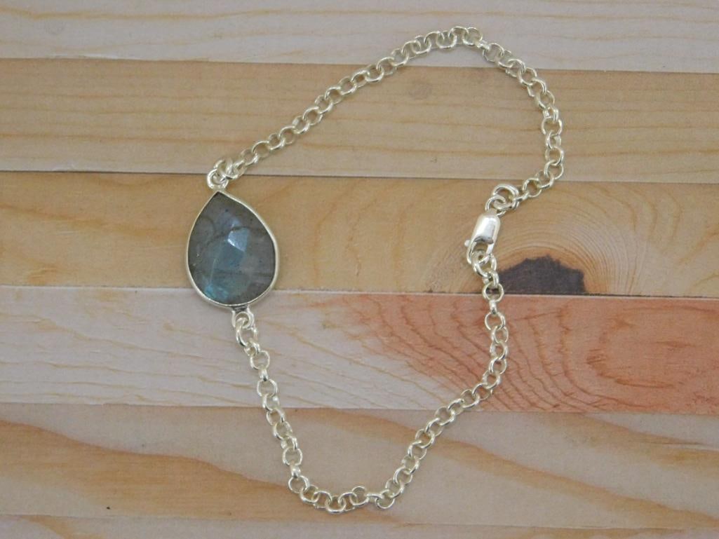 LABRADORITE STERLING SILVER BRACELET ROCK STONE LAPIDARY SPECIMEN: LABRADORITE STERLING SILVER BRACELET ROCK STONE LAPIDARY SPECIMEN