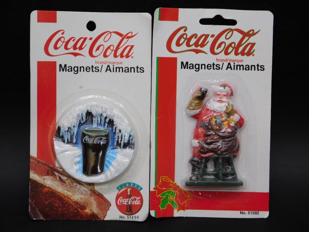 Two Coca-Cola Magnets Christmas Themed: Two Christmas Themed Coca-Cola Coke Magnets in Original Packaging.