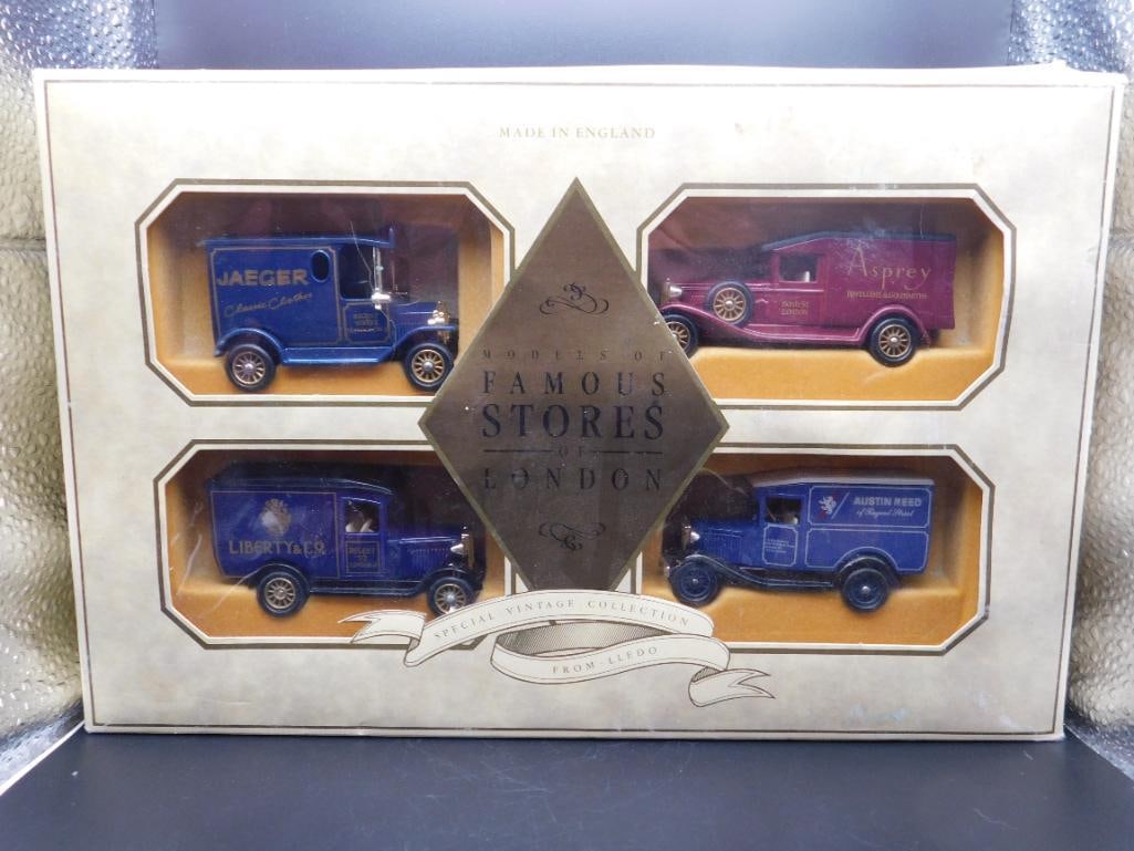 Set of 4 Models of Famous Stores in London Delivery Vans (1 of 2)