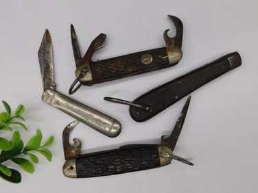 Collection of Four Vintage Multi-Blade Pocket Knives