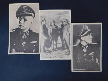 Set of Three WWII German Postcards with Military Portraits