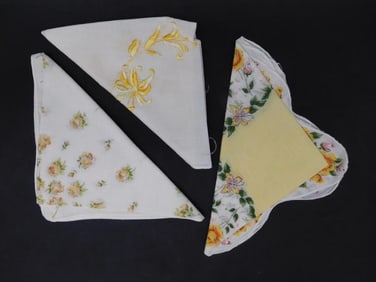 Set of Three Floral Handkerchiefs