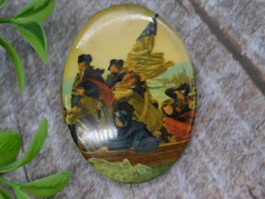 Oval Cabochon Featuring Washington Crossing the Delaware
