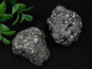 Pair of Metallic Pyrite Cluster Specimens