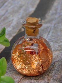 Glass Vial with Copper or Gold-Toned Foil Accents