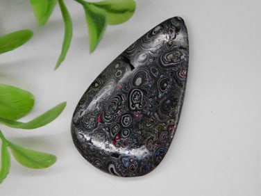 Teardrop-Shaped Fordite Motor City Agate Cabochon ROCK STONE LAPIDARY SPECIMEN