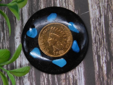 Decorative Indian Head Cent Coin on Stone Setting