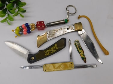 Collection of Folding Knives and Knife Accessories