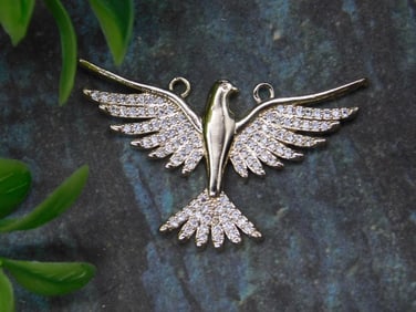 Gold-Tone Bird Pendant with Rhinestone Accents