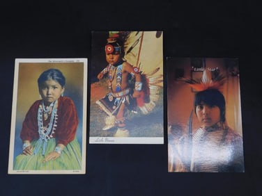 Set of 3 Native American-Themed Indian Postcards