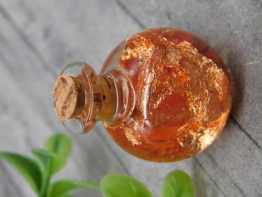 Copper Flakes in Glass Bottle Rock Stone Lapidary Specimen