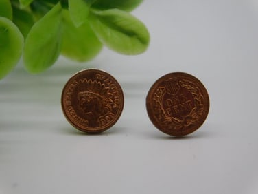 MINI COIN PENNY EARRINGS VINTAGE ANTIQUE