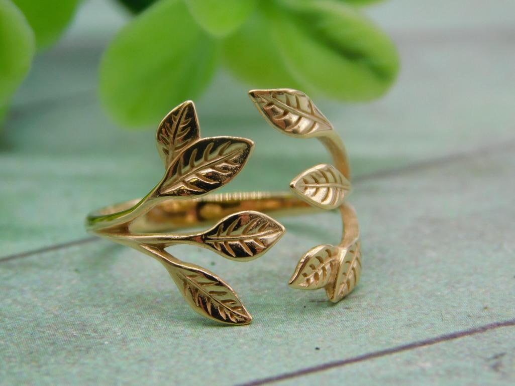 GOLD LEAF RING VINTAGE ANTIQUE (1 of 3)