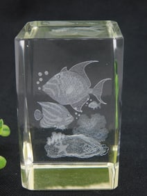 ETCHED GLASS HOLOGRAPHIC PAPER WEIGHT