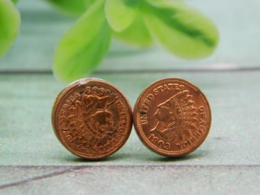 MINI COIN PENNY EARRINGS VINTAGE ANTIQUE