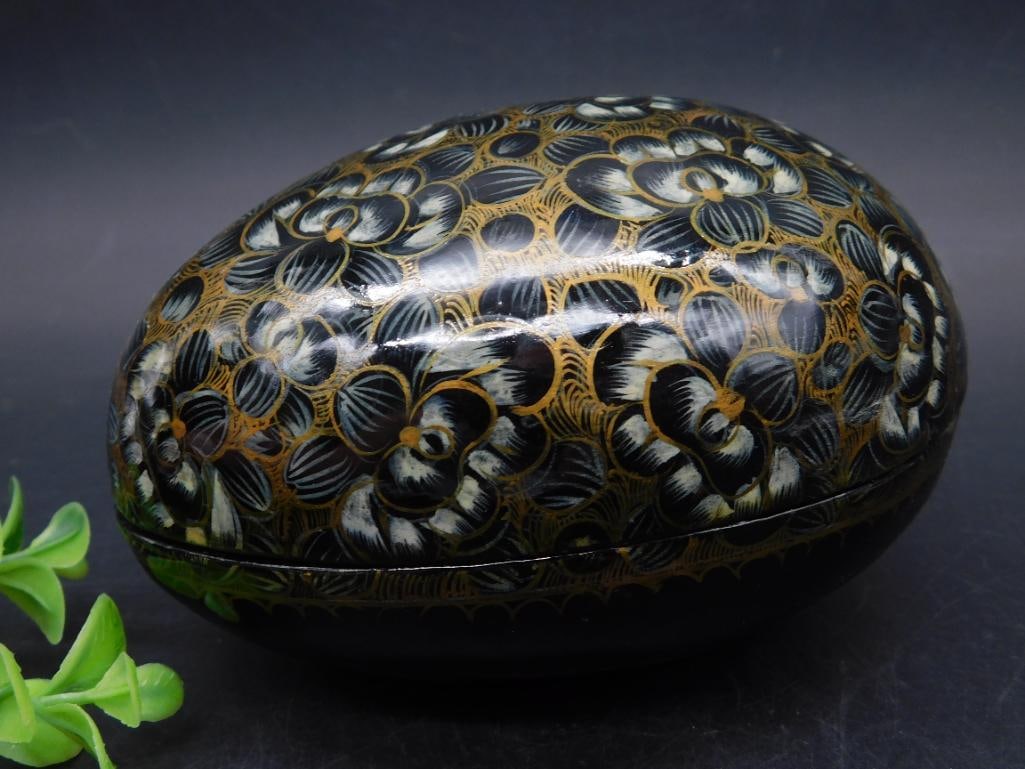 KASHMIR EGG TRINKET BOX HANDMADE HANDPAINTED: KASHMIR EGG TRINKET BOX HANDMADE HANDPAINTED